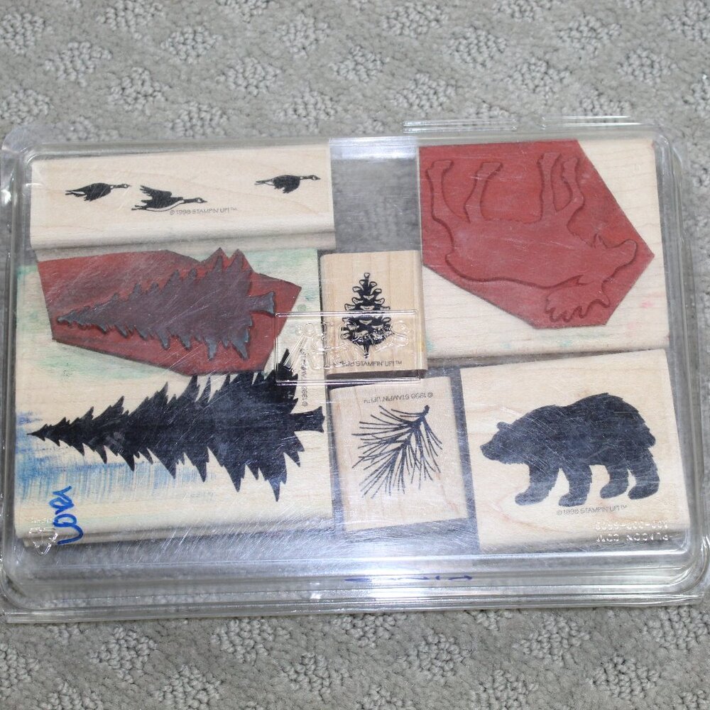 Stampin' Up Set of 7 Pines Stamps - Mounted - GUC